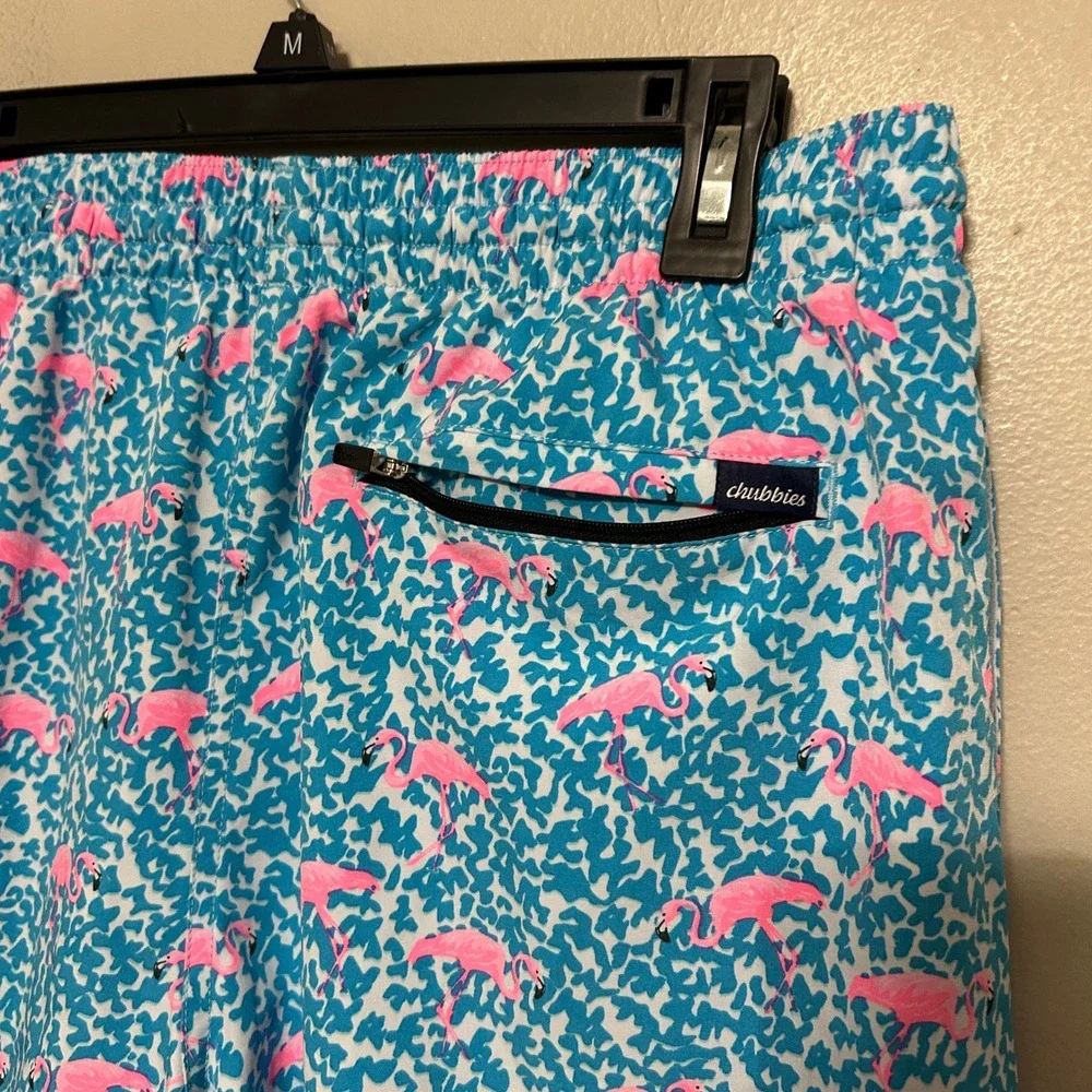 Chubbies Swim Trunks Mens XL Blue Pink Flamingo 7